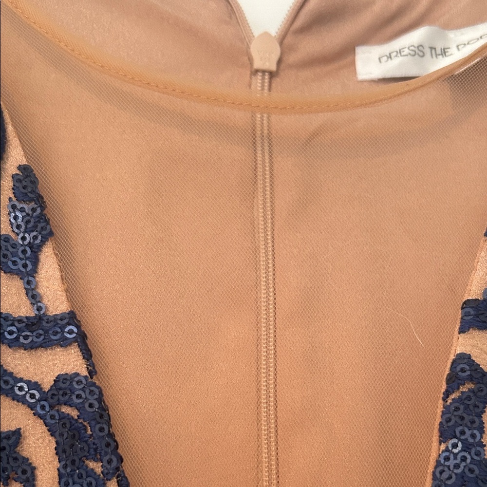 Dress the Population Navy and Nude Long Sleeve Dress - Picture 5 of 7